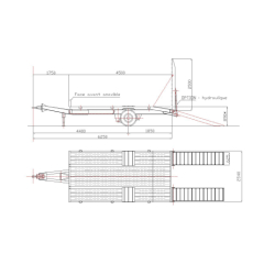 Remorque 1 essieu central à plateau fixe - Porte engins type R1CF4 - PTC 5T45