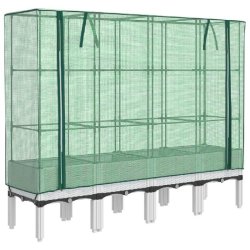 Helloshop26 - Jardinière bac lit surélevé plantes fleurs terrasse jardin surélevée avec housse aspect rotin 160 x 40 x 140 cm blanc 02_0038758 -
