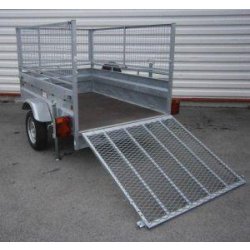 Remorque utilitaire 200x134x50 - 1 essieu - Robust - PTAC 500 kg - Pont arrière + grille