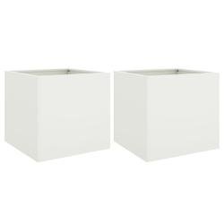 Helloshop26 - Jardinière bac lit surélevé plantes fleurs jardin terrasses lot de 2 42 x 40 x 39 cm acier blanc 02_0038975 - blanc acier 3000217981694