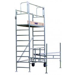 Échafaudage aluminium - 1.90 m longueur - Surface de travail protégée - Roues terrains meubles