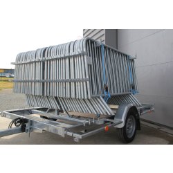 Remorque porte-barrières 38 unités - PTAC 750 kg - SODIMAR avec roues 155/70 R13 et châssis galvanisé