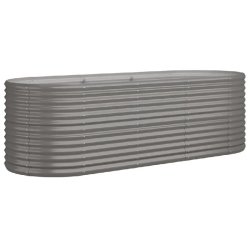 Helloshop26 - Lit surélevé de jardin ovale 224 x 80 x 68 cm robuste résistant aux intempéries décoration en acier galvanisé gris - gris acier 30
