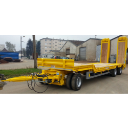 Remorque droite 3 essieux à rond d'avant train et plateau surbaissé - Porte engins type R3DS18/24 - PTC 26T / 30T5