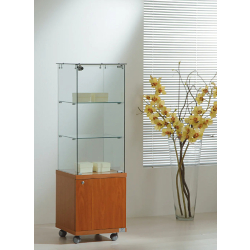 Vitrine desserte meuble rangement 4/14MVA - colonne d'exposition en verre trempé - cerisier