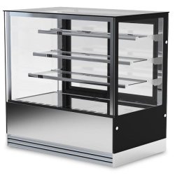 KLIMAITALIA Vitrine de pâtisseries ventilée inox et verre trempé. Portes coulissantes et lumières LED. Thermo num. T° +2°C/+10°C. Mod. DELUXE93