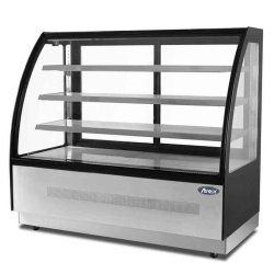 Vitrine bombée ATOSA-WDF-D - structure en acier inoxydable, double vitre de sécurité, froid ventilé, 2 étagères en verre avec éclairage LED