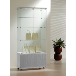 Vitrine éclairée avec meuble de rangement 8/18LMVA - Verre trempé - Gris - 3 tablettes amovibles - Dimensions 80x40x181 cm
