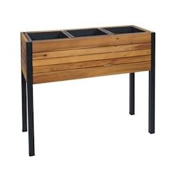 Décoshop26 - Jardinière sur pieds avec inserts amovibles 75x81x30 cm bois d'acacia aluminium marron 04_0007216 - marron aluminium 3000262021000