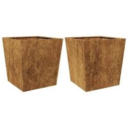 Helloshop26 - Jardinière bac lit surélevé plantes fleurs jardin terrasses lot de 2 50 x 50 x 50 cm acier corten Marron 02_0038991 02_0038991 - acie