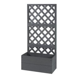 Helloshop26 - Jardinière bac à plante fleur avec treillis 135 x 65 x 30 cm bois composite gris 03_0009497 - gris Bois massif 3000224727681