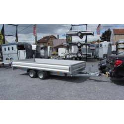 Remorque plateau Humbaur HN 304121 - 2 essieux, roues surbaissées, ridelles alu, PTAC 3000 kg
