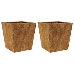 Helloshop26 - Jardinière bac lit surélevé plantes fleurs jardin terrasses lot de 2 40 x 40 x 40 cm acier corten Marron 02_0038955 - acier 300021795
