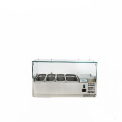 Vitrine réfrigérée avec verre. Capacité 3xGN1/3 + 1xGN1/2. Dimensions (LxPxH) 120x38x43,5 cm. ForCold by FIMAR G-VRX1200-380 - 224
