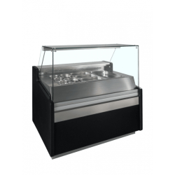 Vitrine ventilée positive 3 x GN 1/1, 2 portes pleines battantes, noire, à poser, 572 W, 220 V - MONO