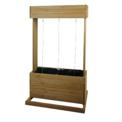 Décoshop26 - Jardinière sur pied avec treillis 145 cm carré potager 2 bacs 100L bâche incluse support plantes grimpantes bois sapin 04_0010261 - B