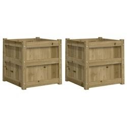 Helloshop26 - Jardinière bac lit surélevé plantes fleurs jardin terrasses lot de 2 bois de pin imprégné marron 02_0039033 - marron Bois massif 30