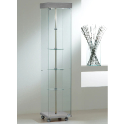 Vitrine à tablettes tournantes 4/18GVA - gris - colonne d'exposition en verre trempé avec serrure et moteur débrayable