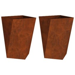 Helloshop26 - Lot de 2 jardinières rectangulaires modernes pour extérieur 50 x 50 x 75 cm en acier rouillé - acier 3000237729337