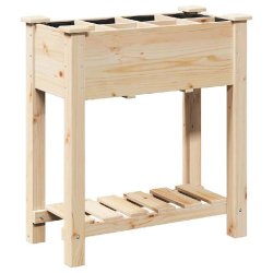 Helloshop26 - Cache-pot de jardin avec étagère 71 x 37 x 76,5 cm usage extérieur durable style rustique en bois beige - beige Bois massif 300024081