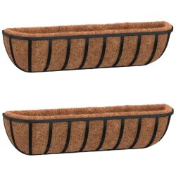 Helloshop26 - Lot de 2 jardinières murales en acier noir 76 x 21 x 16 cm finition robuste décoratif ambiance cosy - noir acier 3000234335098