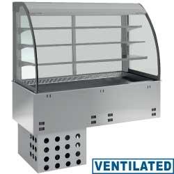 Élément cuve et vitrine réfrigérée ventilée - 3 niveaux ouverts avec rideau - 5x GN 1/1 - DPA/RVA318