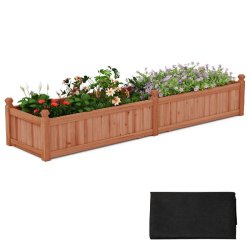 Helloshop26 - Bac à jardiner jardinière surélevé rectangulaire 227 x 59,5 x 40 cm avec système de drainage séparateur rustique en bois marron 20