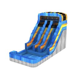 Toboggan aquatique double piste turquoise avec piscine intégrée - Réf. WS25-RB - Norme CE EN 14960