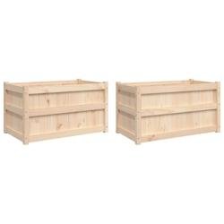 Helloshop26 - Jardinière bac lit surélevé plantes fleurs jardin terrasses lot de 2 bois de pin massif marron 02_0039047 02_0039047 - marron Bois ma