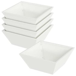 Helloshop26 - Lot de 5 cache-pots trapézoïdaux modernes jardin terrasse 40 x 40 x 15 cm en métal blanc 02_0052371 - blanc métal 3000237380767