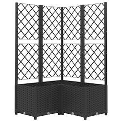 Helloshop26 - Jardinière bac lit surélevé plantes fleurs terrasse jardin avec treillis 80 x 80 x 136 cm PP noir 02_0038320 - noir 3000214210636