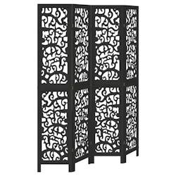 Décoshop26 - Paravent séparateur de pièce cloison 4 panneaux en bois de paulownia noir DEC030916 - noir 3000258190215