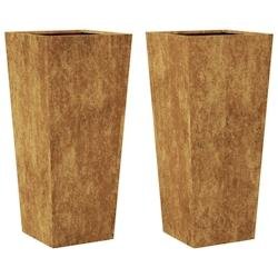 Helloshop26 - Jardinière bac lit surélevé plantes fleurs jardin terrasses lot de 2 35 x 35 x 75 cm acier corten Marron 02_0038942 - acier 300021795