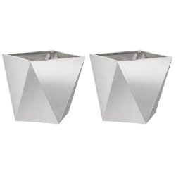 Helloshop26 - Lot de 2 jardinières carrées modernes pour extérieur 50 x 50 x 50 cm en acier inoxydable argent 02_0053085 02_0053085 - inox 30002377