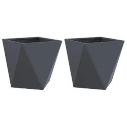 Helloshop26 - Lot de 2 jardinières modernes pour terrasse 50 x 50 x 50 cm avec design chic ambiance extérieure en acier anthracite 02_0053081 02_005