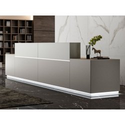 Banque d'accueil laquée INITIALE - Modulaire avec finitions personnalisables et options LED