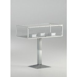 Vitrine table sur pied 1-PFPVA - verre trempé, porte avec serrure, design moderne