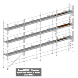 Échafaudage MULTIVIT+2 - Largeur 1 m - Lot 104 m² - Classe 3 : 200 kg/m² - Longueur 13 m - Hauteur 8 m - Ø 49 mm galvanisé