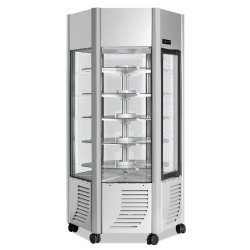 Vitrine réfrigérée positive Rotative 600L ERGE 6 faces vitrées-SCAIOLA - Argent