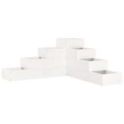 Helloshop26 - Jardinière de coin design à 4 niveaux pour balcon terrasse 80,5 x 79 x 36 cm en bois de pin blanc 02_0048507 - blanc Bois massif 30002