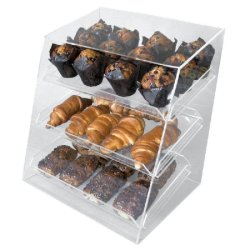 Vitrine de protection transparente 3 plateaux L42xP35xH48cm - PMMA - usage alimentaire