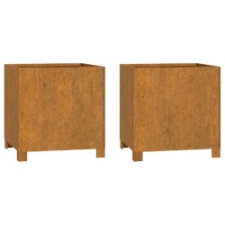 Helloshop26 - Jardinière bac lit surélevé plantes fleurs jardin terrasses avec pieds lot de 2 Rouillé 42 x 40 x 43 cm acier corten 02_0038877 - m�