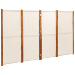 Décoshop26 - Paravent séparateur de pièce cloison 4 panneaux 280 x 180 cm textilène crème et bois DEC030858 - beige Bois massif 3000258160409