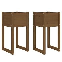Helloshop26 - Jardinière bac lit surélevé plantes fleurs jardin terrasses lot de 2 40 x 40 x 81 cm bois massif de pin marron 02_0038972 - marron Bo