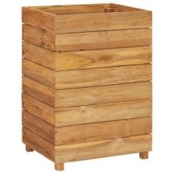 Helloshop26 - Jardinière lit surélevé plantes fleurs jardin 50 x 40 x 72 cm bois de teck recyclé et acier 02_0000939 - Bois massif 3000072741532