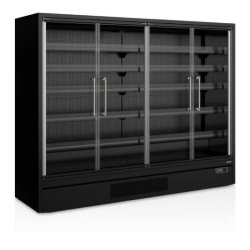 Vitrine noire réfrigérée 3m1 positive pour supermarché 4 portes -1 ... - GALAXY+ GP26FGD BLACK