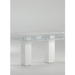 Vitrine table 4-PLPVA - Dimensions 116x50x106 cm - Verre trempé avec porte à serrure