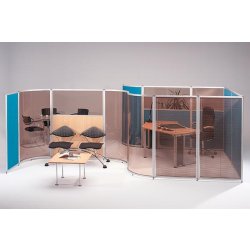 Cloisons amovibles - hauteur 1600mm - tissu 012T et verre acrylique - ossature aluminium anodisé