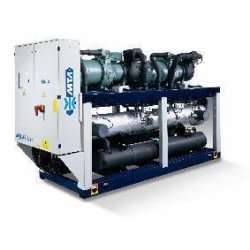 Groupe froid Aquarius - condensation par eau - de 332 à 1289 kW - compresseur à vis - échangeurs multitubulaires