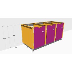 Cabines sanitaires baby - Hauteur 100 cm - Épaisseur parois 10 mm avec calage anti-pince doigt